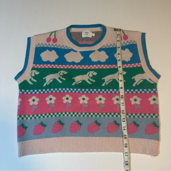 Luna Ivy Colorful Sweater Vest Strawberry Dog Cherry Flower - Picture 5 of 6